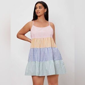 SHEIN Curve | Woman’s Sz 1XL | Multi-Colored and White Striped Dress 💖